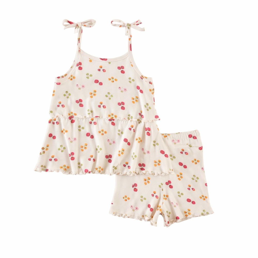 Kate Quinn Spaghetti Tie Double Ruffle Top and Lettuce Short Set